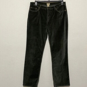 L.L. Bean Women's Olive Green Velour Straight Leg Pants Size 14T